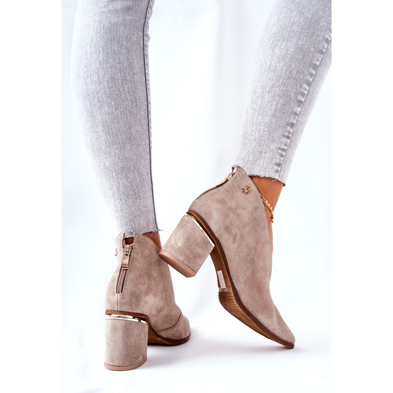 Leather Boots On High Heel Laura Messi Beige 2344 2 Leather Boots On High Heel Laura Messi Beige 2344 2