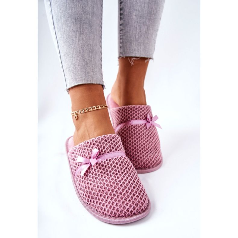PE1 Women's Slippers With A Bow Pink Evira 1