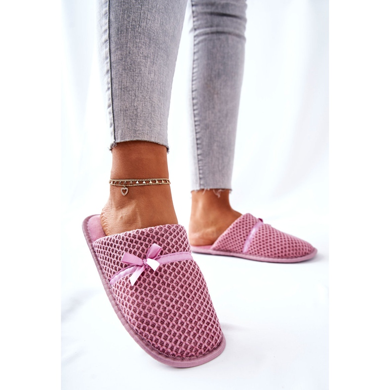 PE1 Women's Slippers With A Bow Pink Evira 2