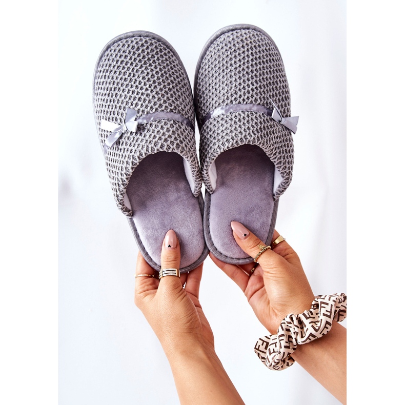 Women's Slippers With A Bow Gray Evira grey 2