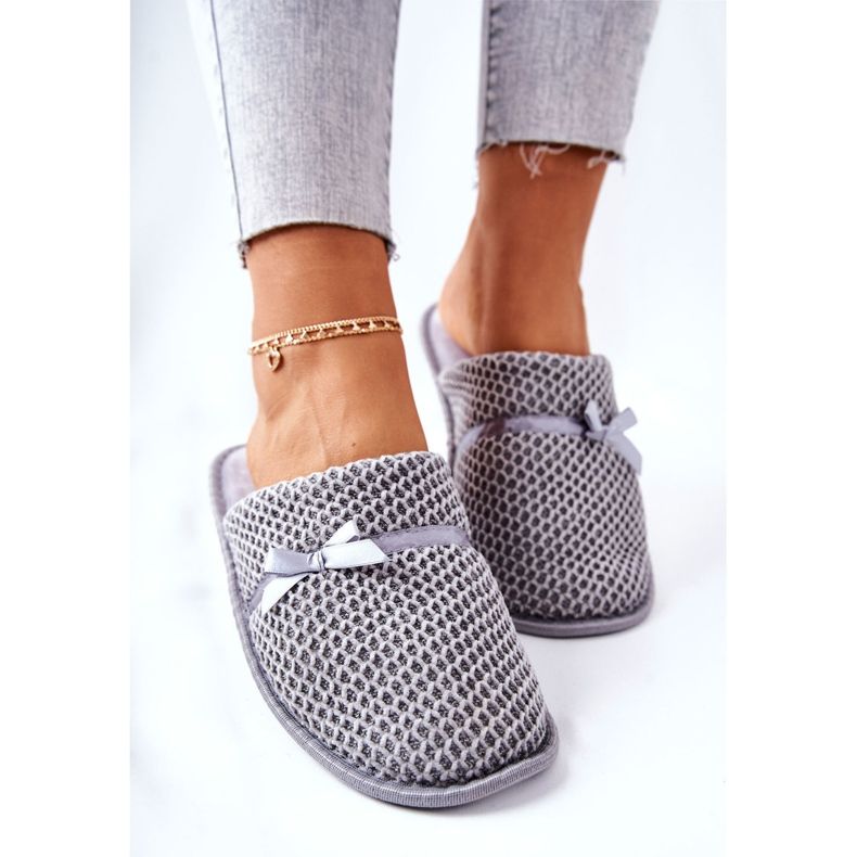 Women's Slippers With A Bow Gray Evira grey 1
