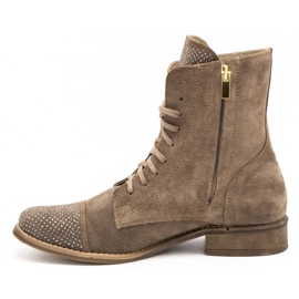 Exquisite Women's leather boots with sequins 1259EX beige 1