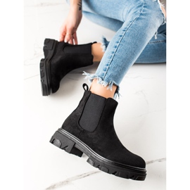 TRENDI Suede Chelsea Boots On The Platform black 1
