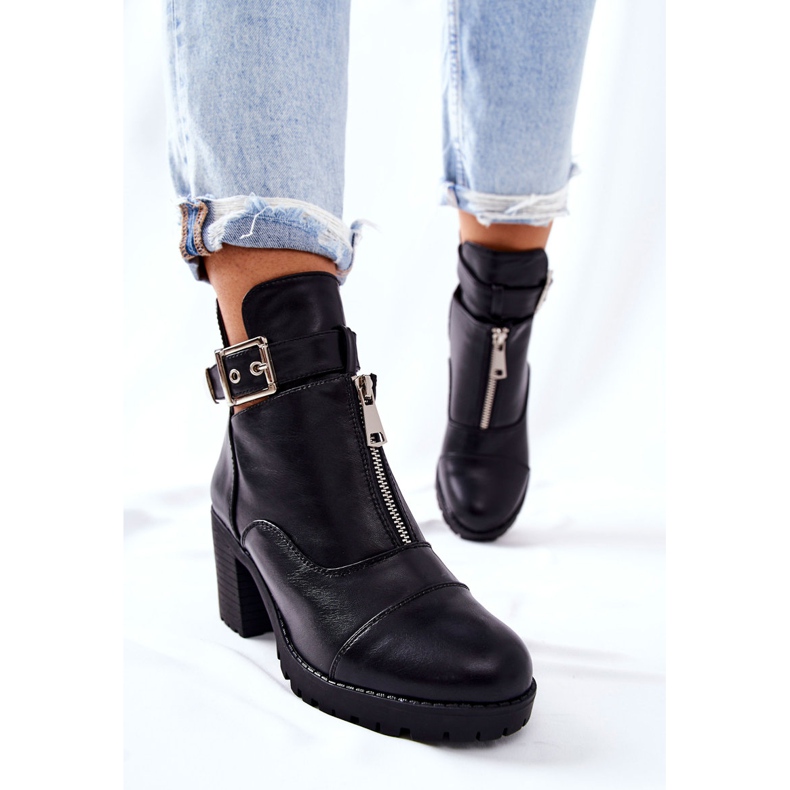 PG1 Black Clive Boots On High Heel With A Buckle 1