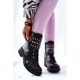 Boots With Studs On The Zipper Black Laurena 1