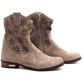 Olivier Comfortable Janet beige openwork boots 2