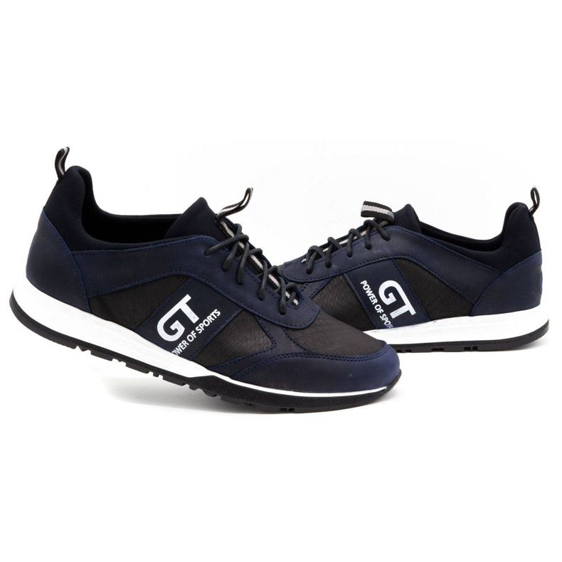 Polbut Sports men's leather casual shoes 2111PLB, navy blue 4