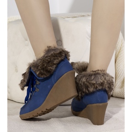 Blue wedge boots with Callas fur 2