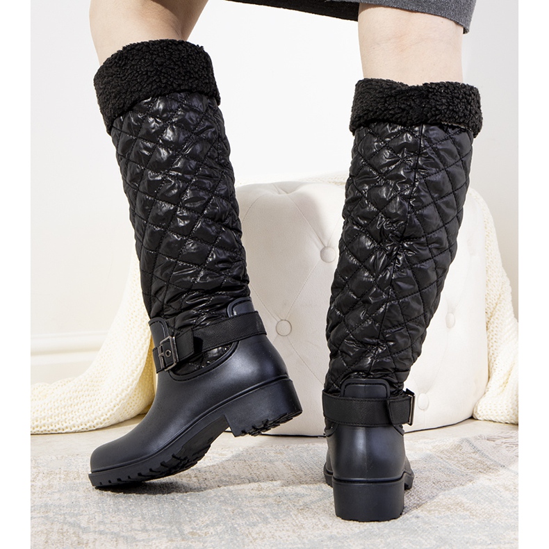 Black rain boots with a quilted Ninfa upper 1