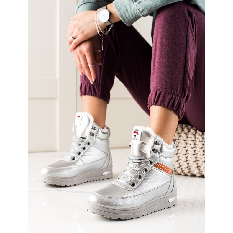 TRENDI Snow boots With Glitter Supermo silver 1