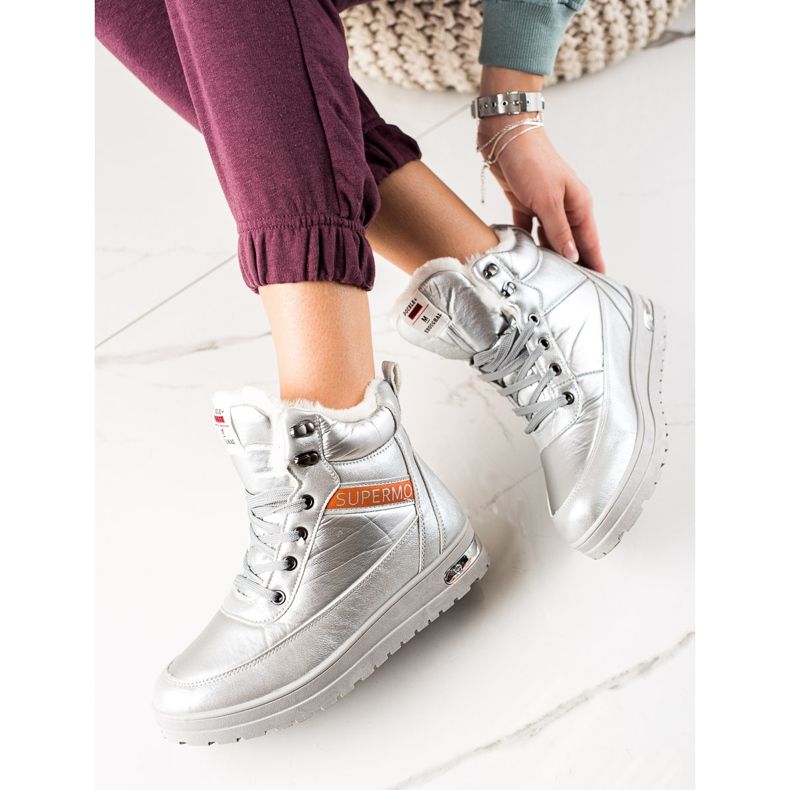 TRENDI Snow boots With Glitter Supermo silver 2