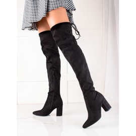 Kayla Suede Thigh High Boots black 1