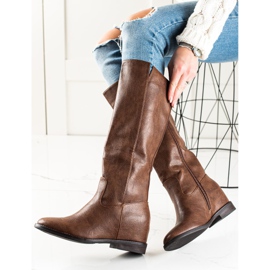 TRENDI Brown Wedge Boots 2