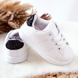 Children's White and Black Glossy Sneakers 1