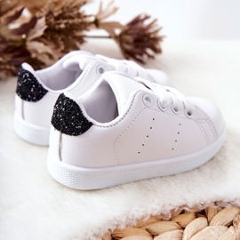 Children's White and Black Glossy Sneakers 2