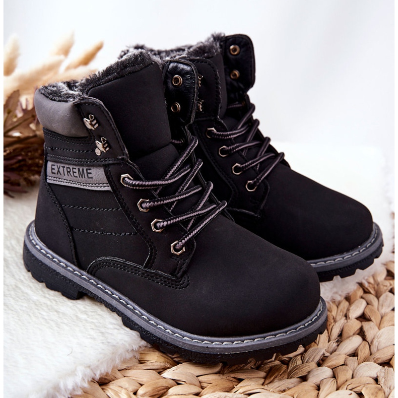 PA1 Children's Black Warmed Trappers Graves 1