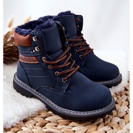 PA1 Children's Warm Trappers Navy Blue Graves brown 1