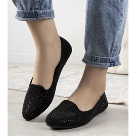 Black ballerinas adorned with Harriette cubic zirconia 1