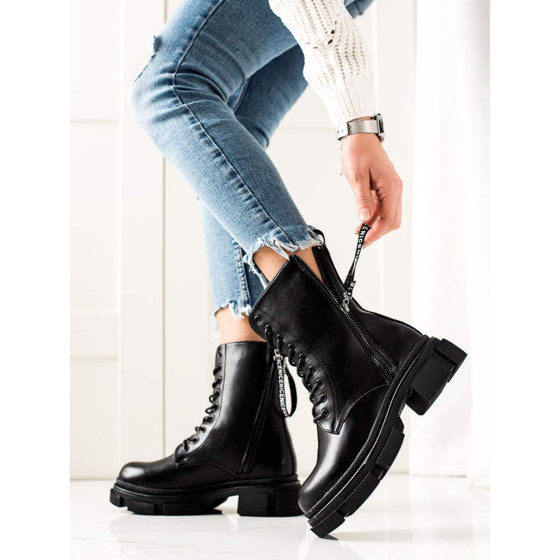Bona Black Boots With Decorative Zipper 1