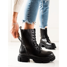 Bona Black Boots With Decorative Zipper 2
