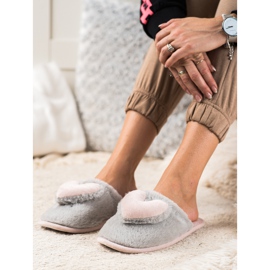 TRENDI Slippers With A Heart pink silver grey 1