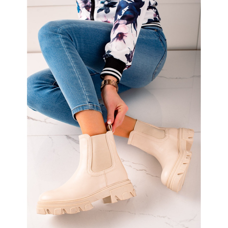 Seastar Fashionable Chelsea Boots On The Platform beige 1 Seastar Fashionable Chelsea Boots On The Platform beige 1