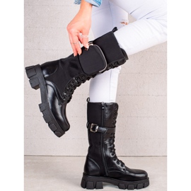 TRENDI High Black Boots With A Pocket 1