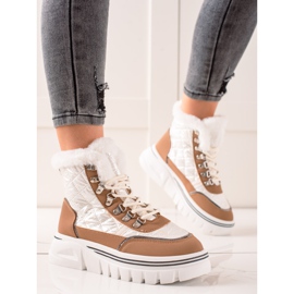 TRENDI Warm Snow Boots On The Platform white brown 1