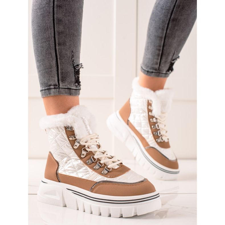 TRENDI Warm Snow Boots On The Platform white brown 1