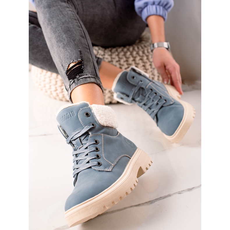 Goodin Stylish Trappers Made of Eco Leather beige blue 1 Goodin Stylish Trappers Made of Eco Leather beige blue 1