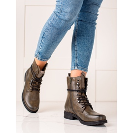 Super Mode Classic Lace Up Boots brown green 1