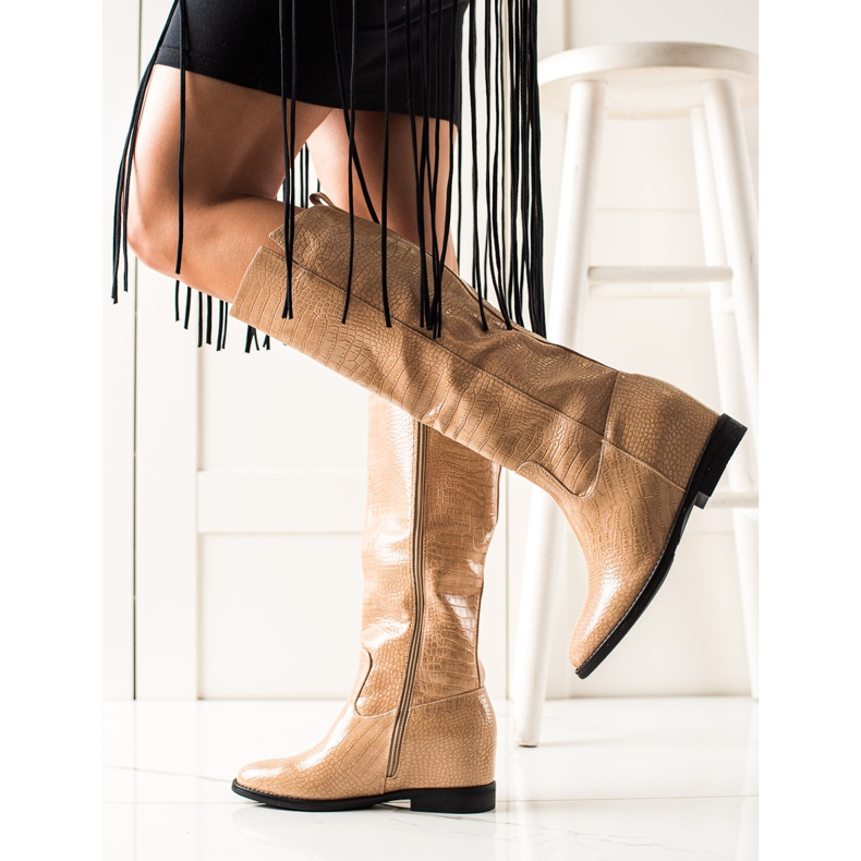 TRENDI Boots With Eco Leather On Wedge beige 1