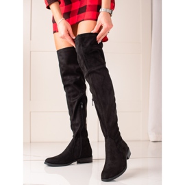 Lucky Shoes Classic suede thigh boots black 1