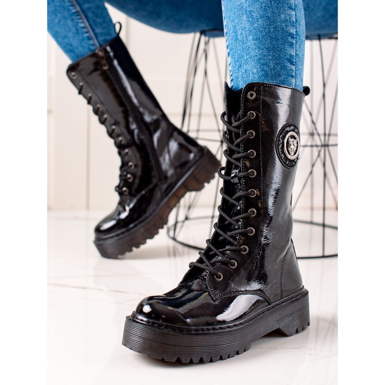 Filippo Leather boots on the platform black 2