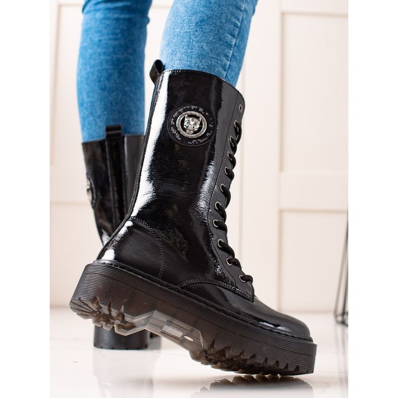 Filippo Leather boots on the platform black 1