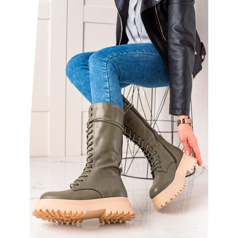 Seastar High Boots With Eco Leather khaki green 1
