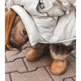 FRROCK Snow Boots With Fur Camel Small Fox beige yellow 2
