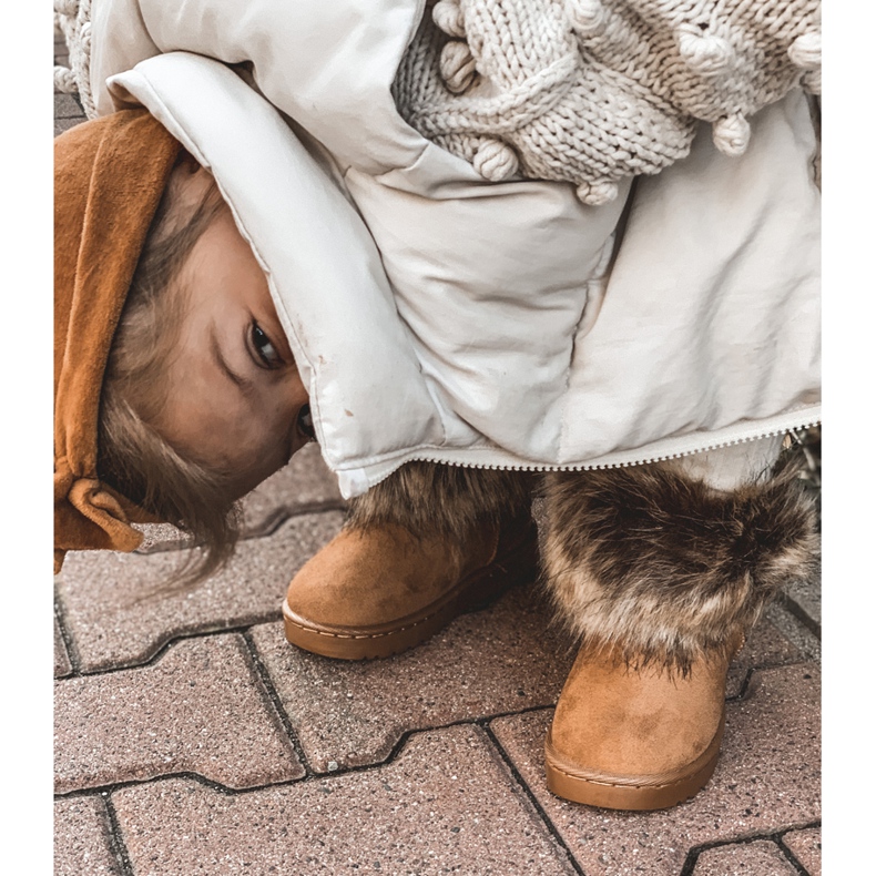 FRROCK Snow Boots With Fur Camel Small Fox beige yellow 2