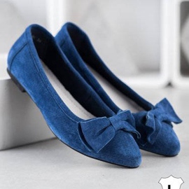 Filippo Leather Ballerina With A Bow blue 1