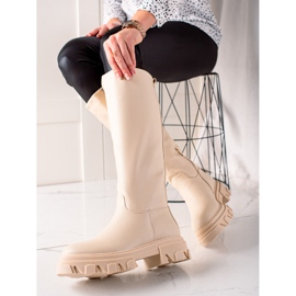TRENDI Boots With Eco Leather On The Platform beige 1
