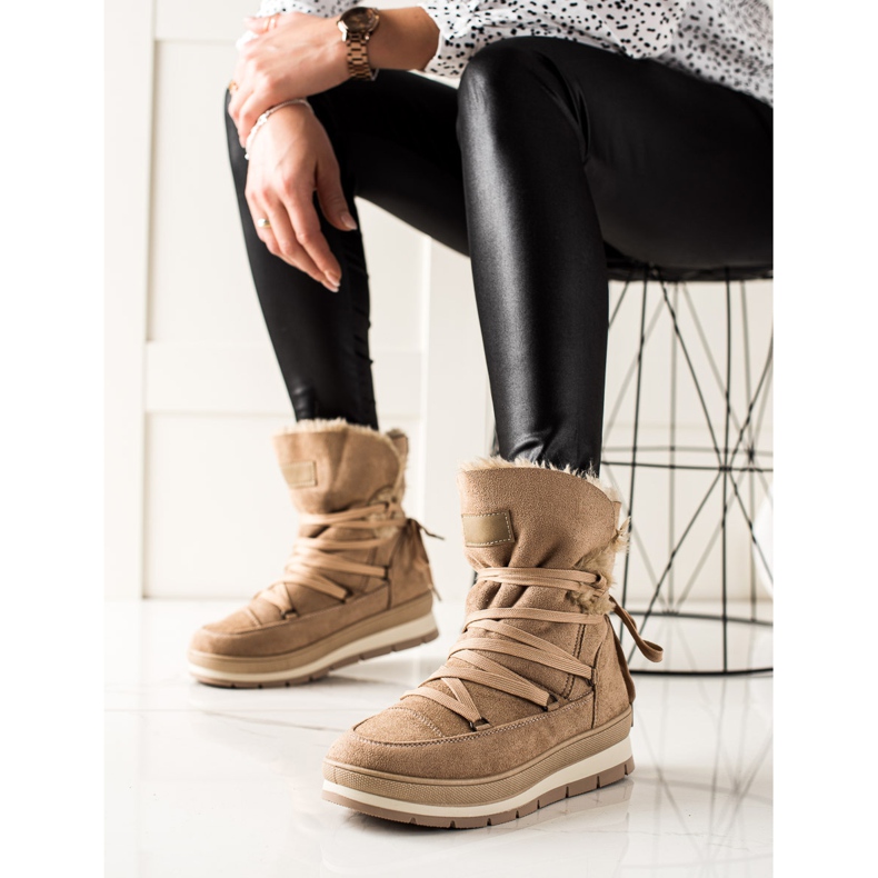 TRENDI Brown Suede Snow Boots beige 1 TRENDI Brown Suede Snow Boots beige 1