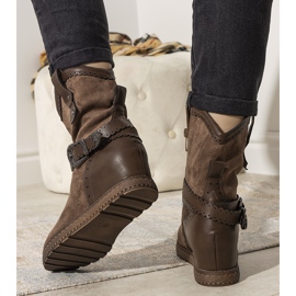 Brown women's boots with insulation on the Sherry wedge 1
