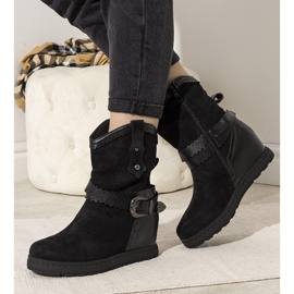 Black women's boots with insulation on the Sherry wedge 1