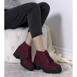 Johnson burgundy women's boots on a high sole claret 1