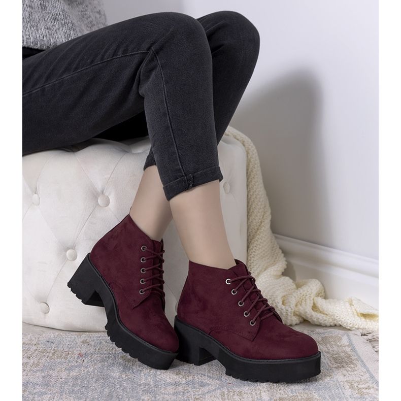 Johnson burgundy women's boots on a high sole claret 1