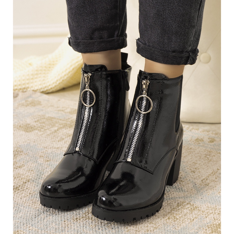 Black insulated patent Ward boots 1