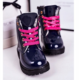 Children's Boots Warmed With Fur, Lacquered Navy Pinkie navy blue 3