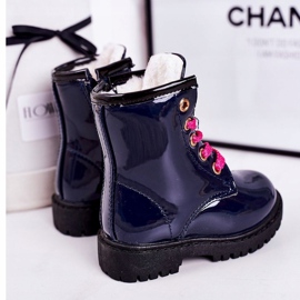 Children's Boots Warmed With Fur, Lacquered Navy Pinkie navy blue 2