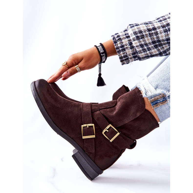 POTOCKI Suede Boots With Buckles Brown Renisse 1