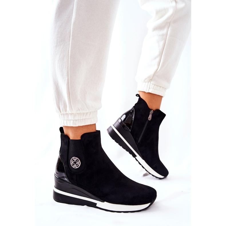 POTOCKI Suede Black Boots On Wedge Lunelle 1